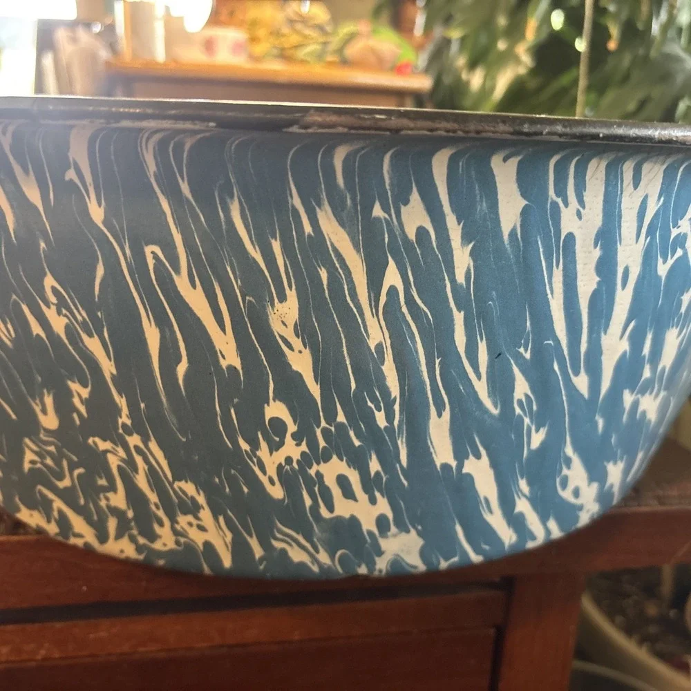 Vintage Enamel Ware Graniteware‎ Tub Basin Farm House Handle Bowl 19